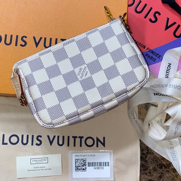 mini Pochette damier azur Discontinued made France brand new full set - Picture 10 of 12